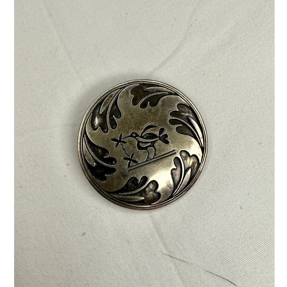 Vintage W. Smolak Sterling Silver Artisan Bird Brooch Pendant
